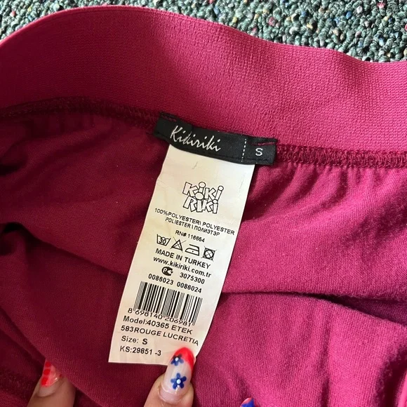 Maroon Red Layered Mesh Pleated Tutu High-Waist Modest Midi Knee-Length Skirt S - Picture 13 of 16